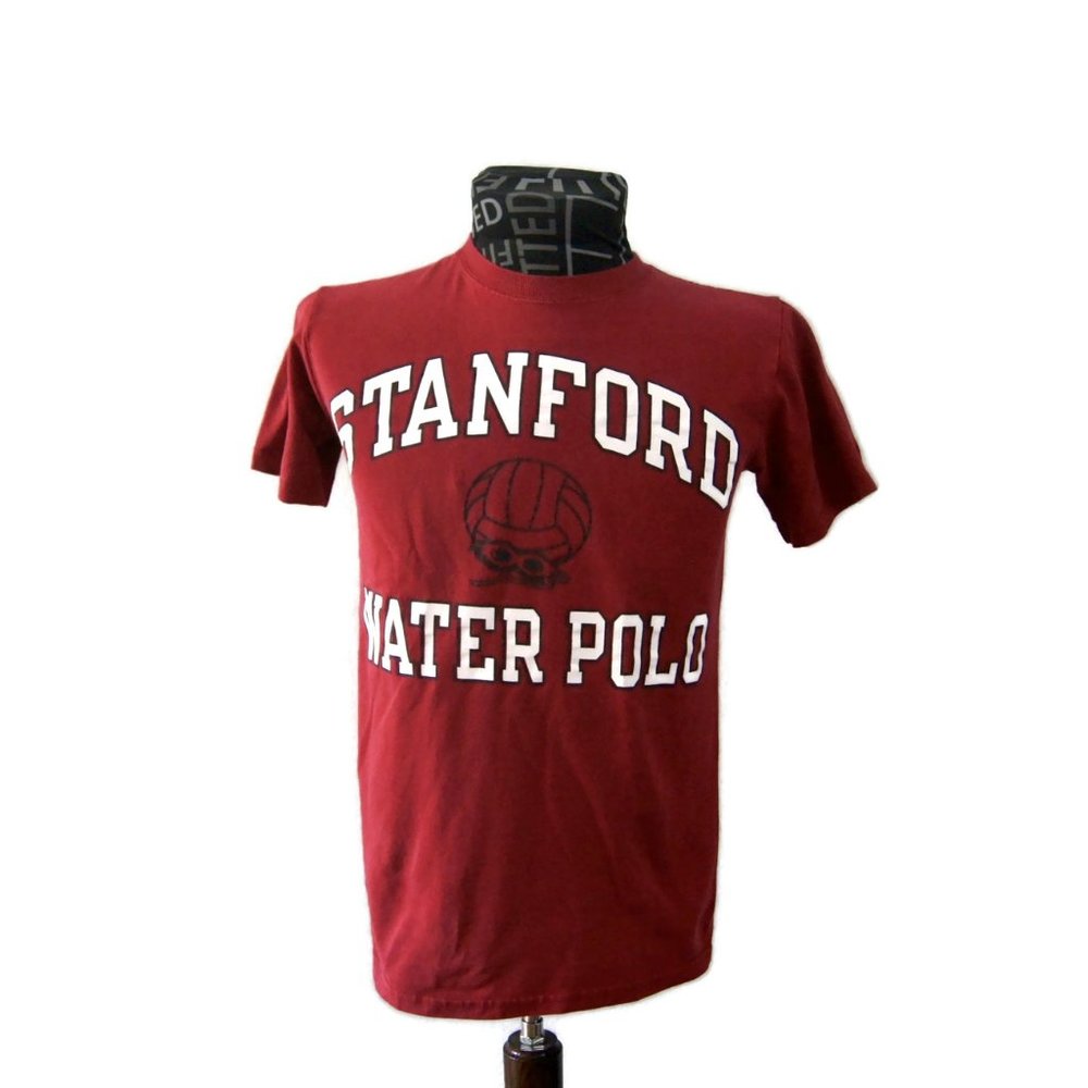 Vintage Champion T-Shirt Stanford Water Polo Red Size Small 90s